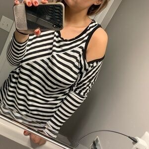 Snooki | Open shoulder long sleeve shirt